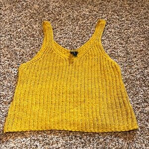 Moon & Madison Yellow Ribbed Cropped Tank Top